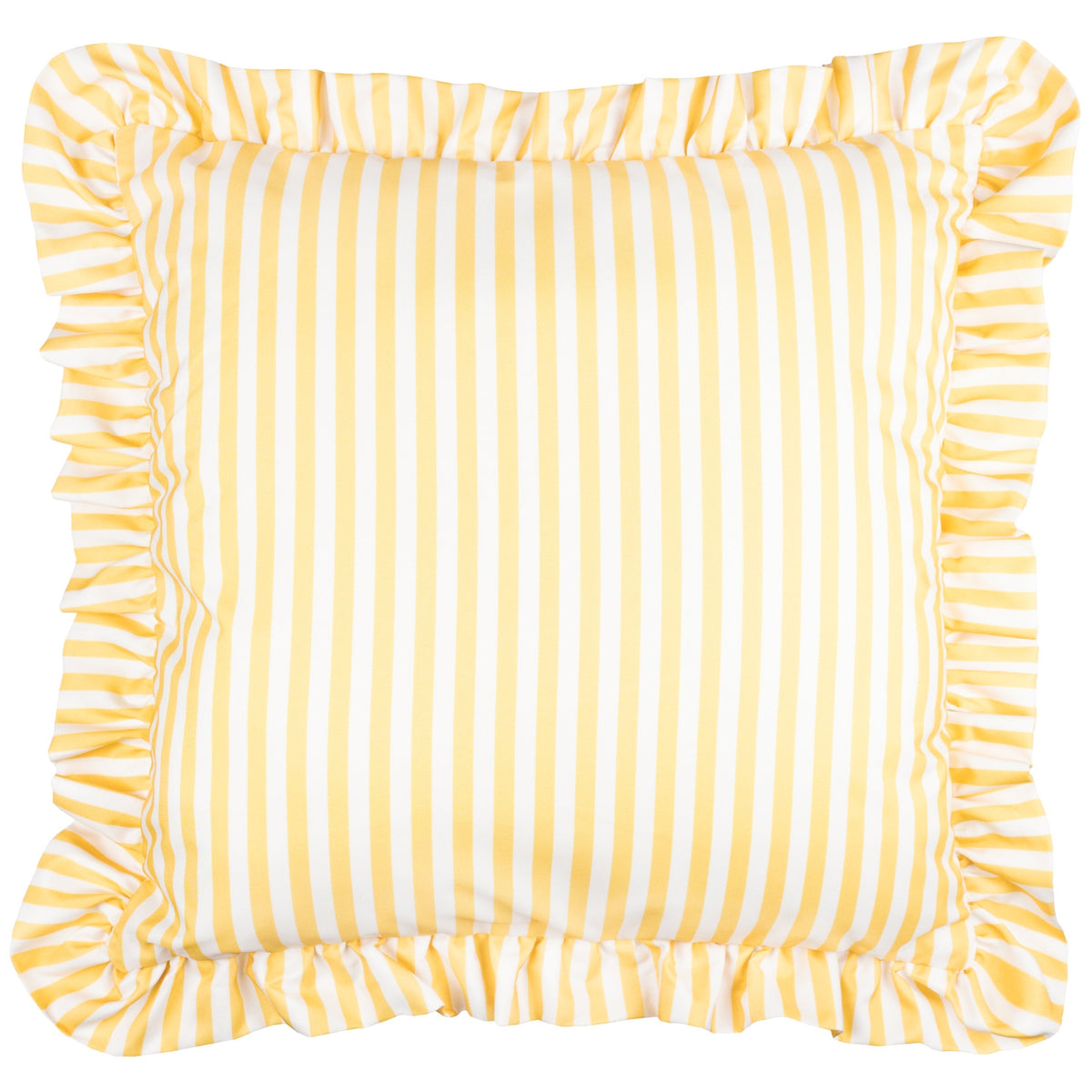 Water Resistant Striped Cushion Cover with Ruffle Trim