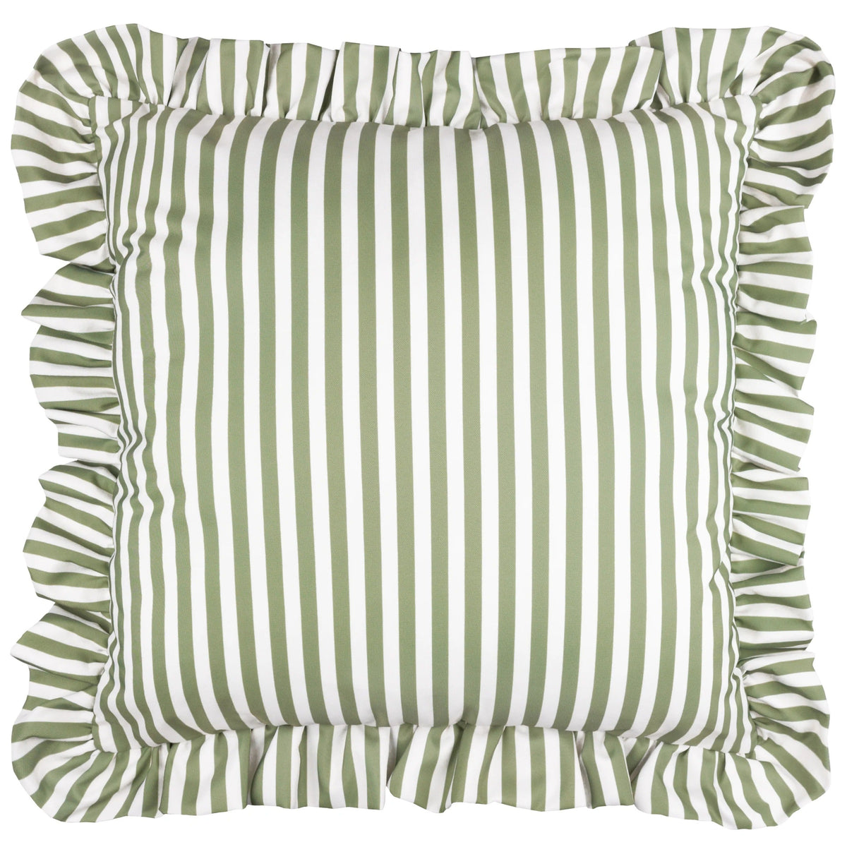 Water Resistant Striped Cushion Cover with Ruffle Trim