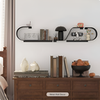 3 Piece Black Metal Floating Wall Shelf Set with Modern Curved Design