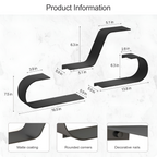 3 Piece Black Metal Floating Wall Shelf Set with Modern Curved Design