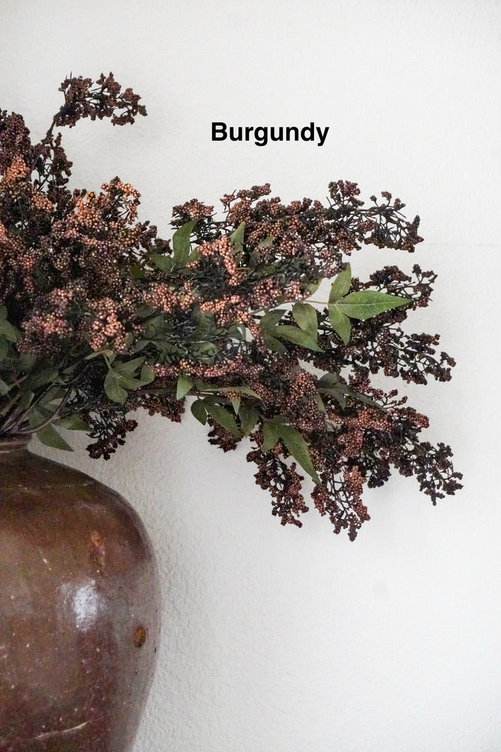 43 Inch Artificial Berry Stem with Leaves for Tall Vase Arrangements