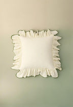 Cotton Cushion Cover with Ruffle Edge for Square Pillows