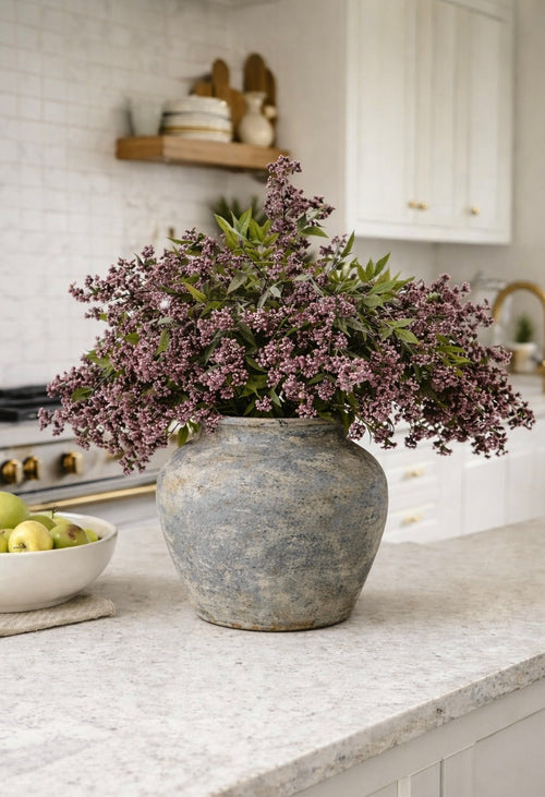 Artificial Purple Berry Stem with Leaves for Tall Vase Arrangements