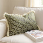 Geometric Cushion Cover with Frill Edge for Sofa and Bed