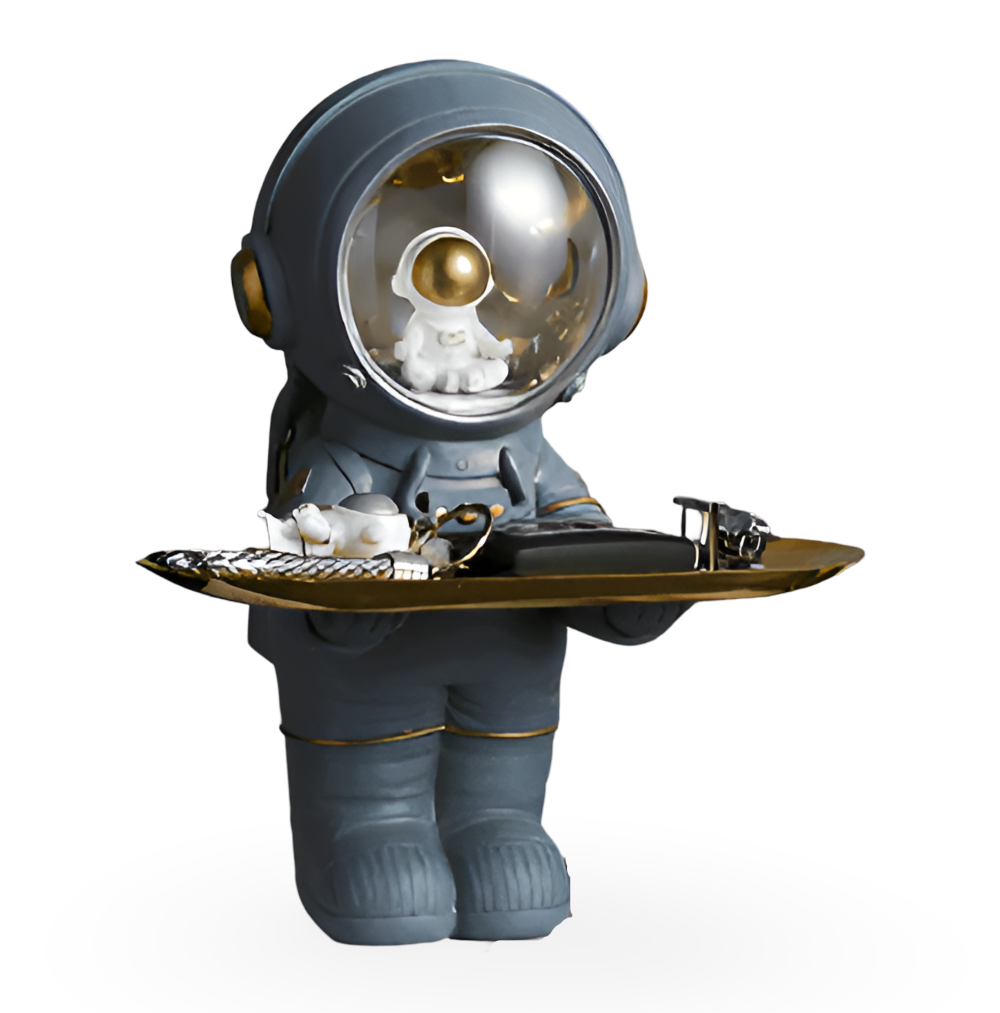 Astronaut Storage Tray with LED Light for Desk Organization