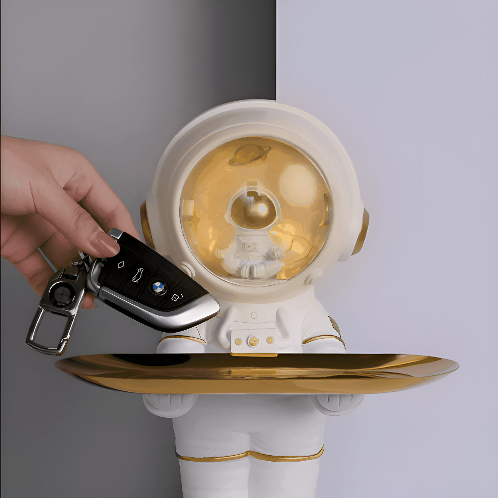 Astronaut Storage Tray with LED Light for Desk Organization
