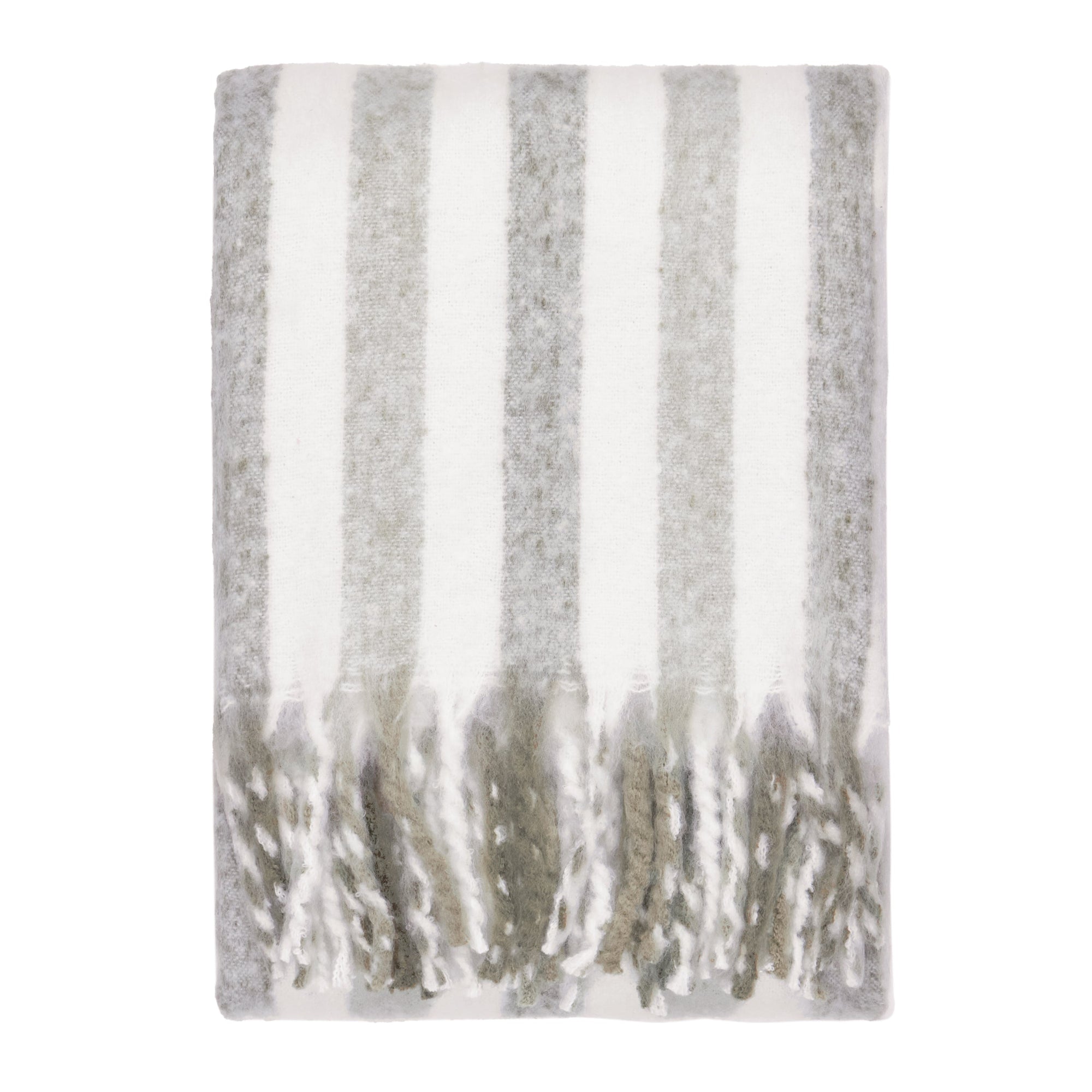 100% Cotton Woven Stripe Throw Blanket with Fringe