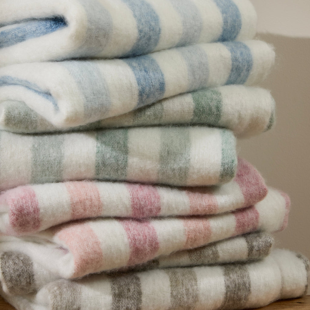 100% Cotton Woven Stripe Throw Blanket with Fringe