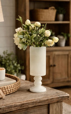 Natural Marble Vase with Pedestal Base and Modern Home Decor