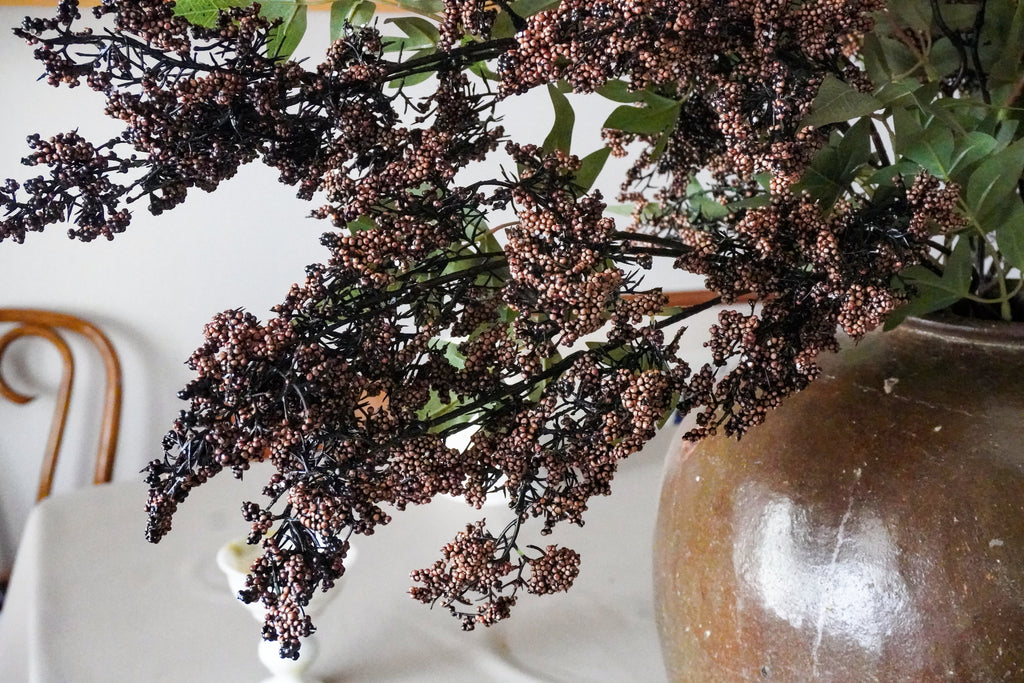 43 Inch Artificial Berry Stem with Leaves for Tall Vase Arrangements