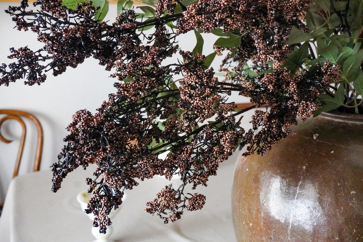 43 Inch Artificial Berry Stem with Leaves for Tall Vase Arrangements