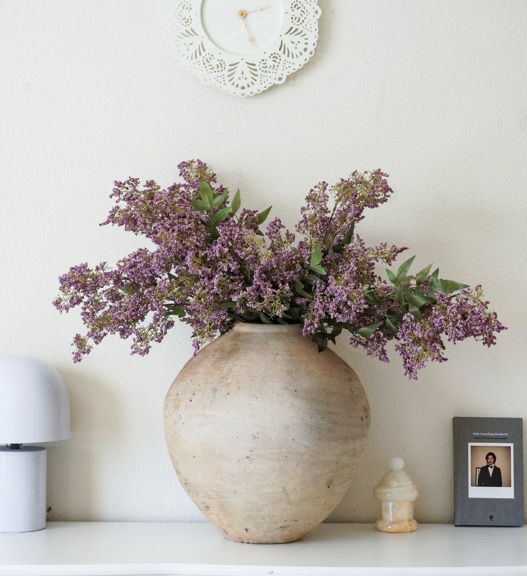 Artificial Purple Berry Stem with Leaves for Tall Vase Arrangements