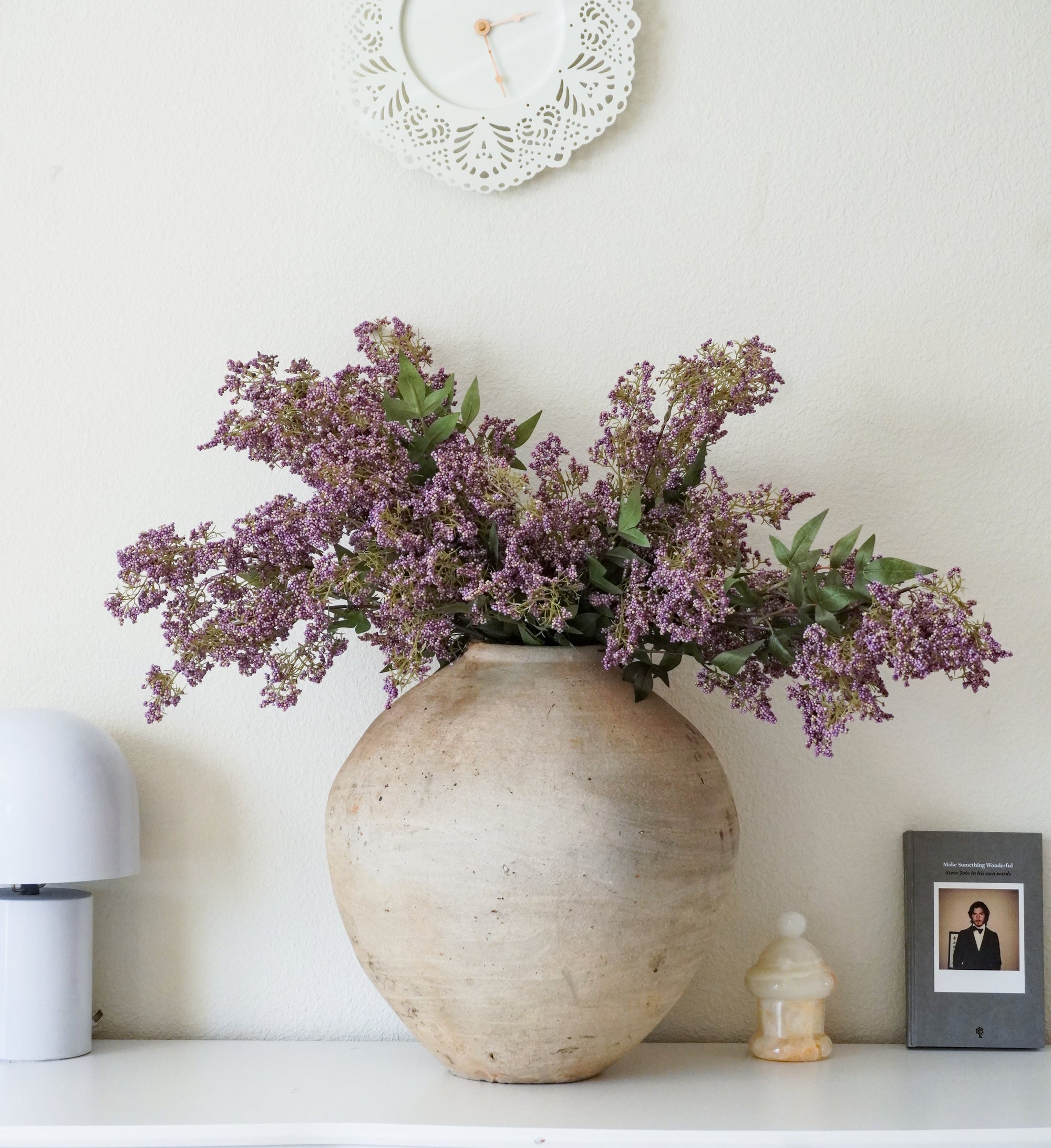 Artificial Purple Berry Stem with Leaves for Tall Vase Arrangements