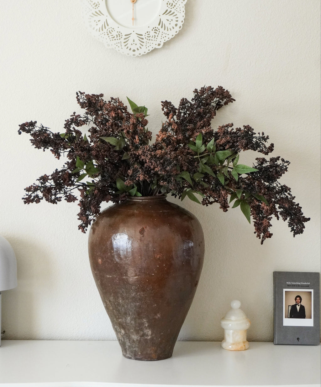 43 Inch Artificial Berry Stem with Leaves for Tall Vase Arrangements