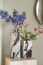 Marble Vase Set in Two Sizes with Rectangular Design