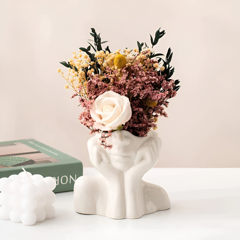 Ceramic Face Vase with Sculptural Design and Modern Artistic