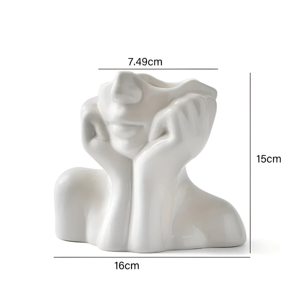 Ceramic Face Vase with Sculptural Design and Modern Artistic