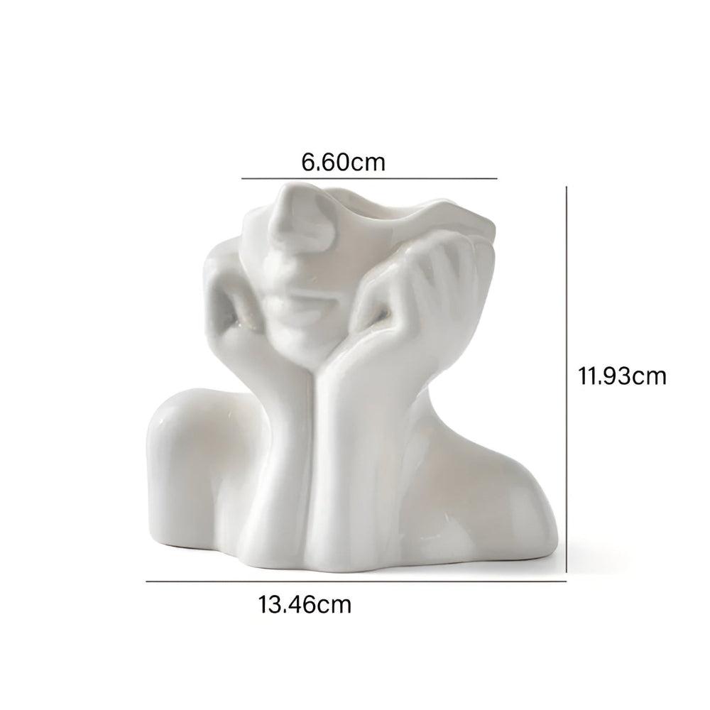 Ceramic Face Vase with Sculptural Design and Modern Artistic