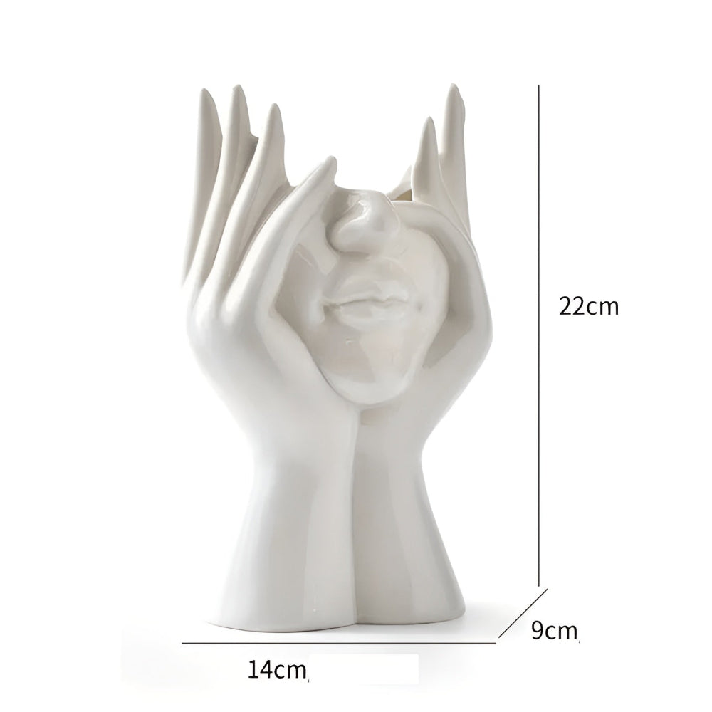 Ceramic Face Vase with Sculptural Design and Modern Artistic