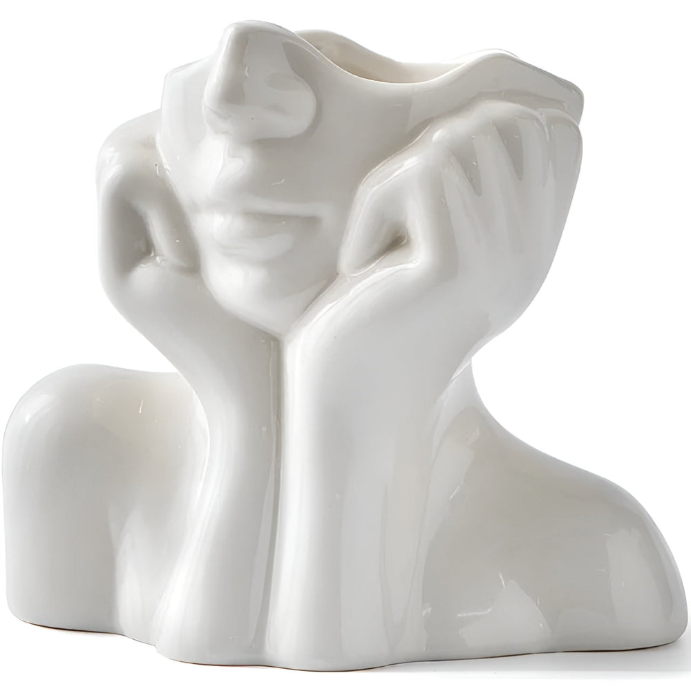 Ceramic Face Vase with Sculptural Design and Modern Artistic