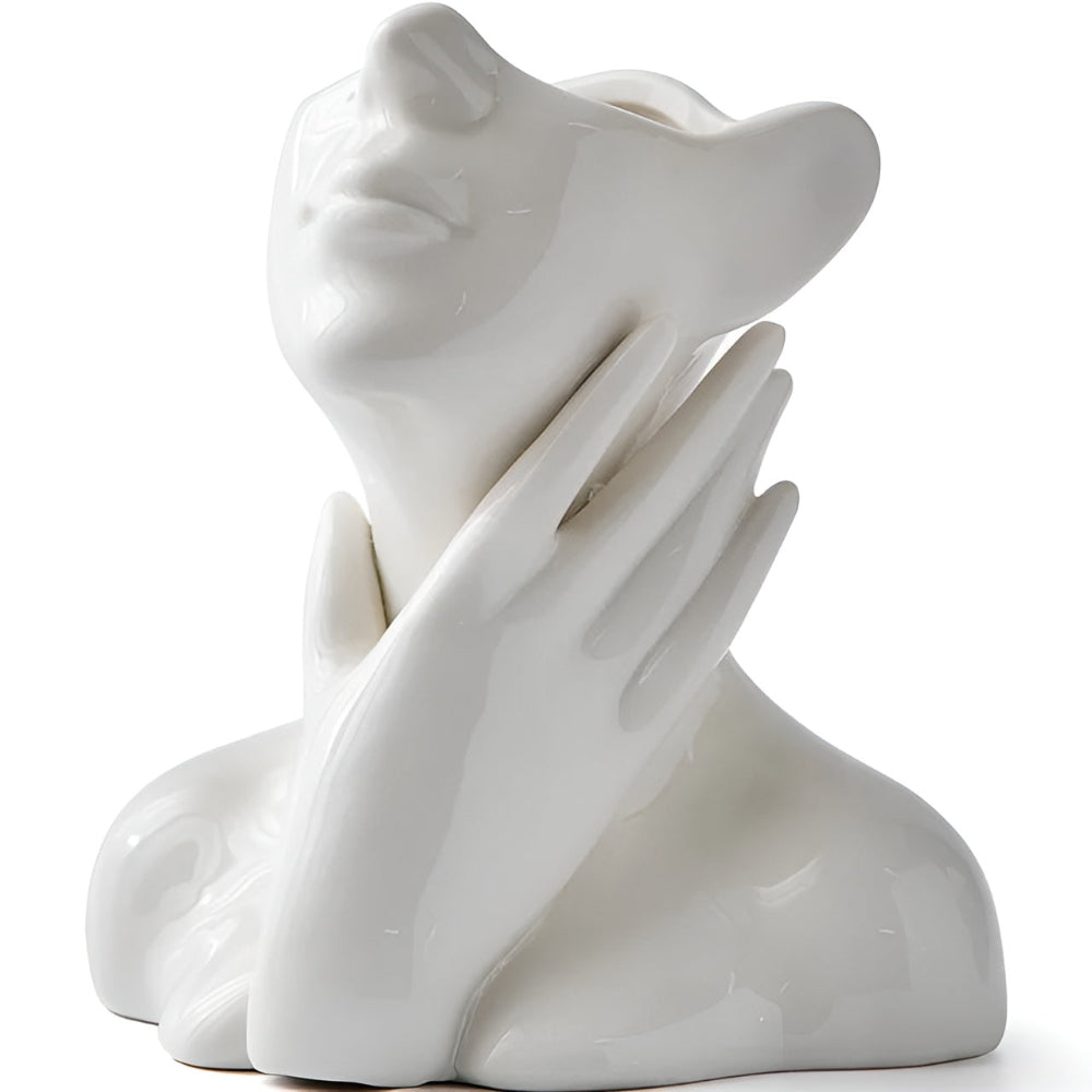 Ceramic Face Vase with Sculptural Design and Modern Artistic