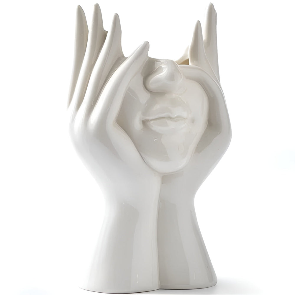Ceramic Face Vase with Sculptural Design and Modern Artistic