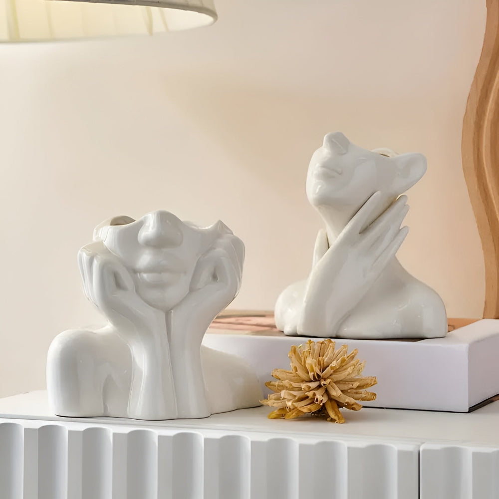 Ceramic Face Vase with Sculptural Design and Modern Artistic
