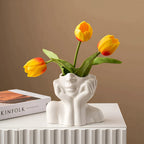 Ceramic Face Vase with Sculptural Design and Modern Artistic