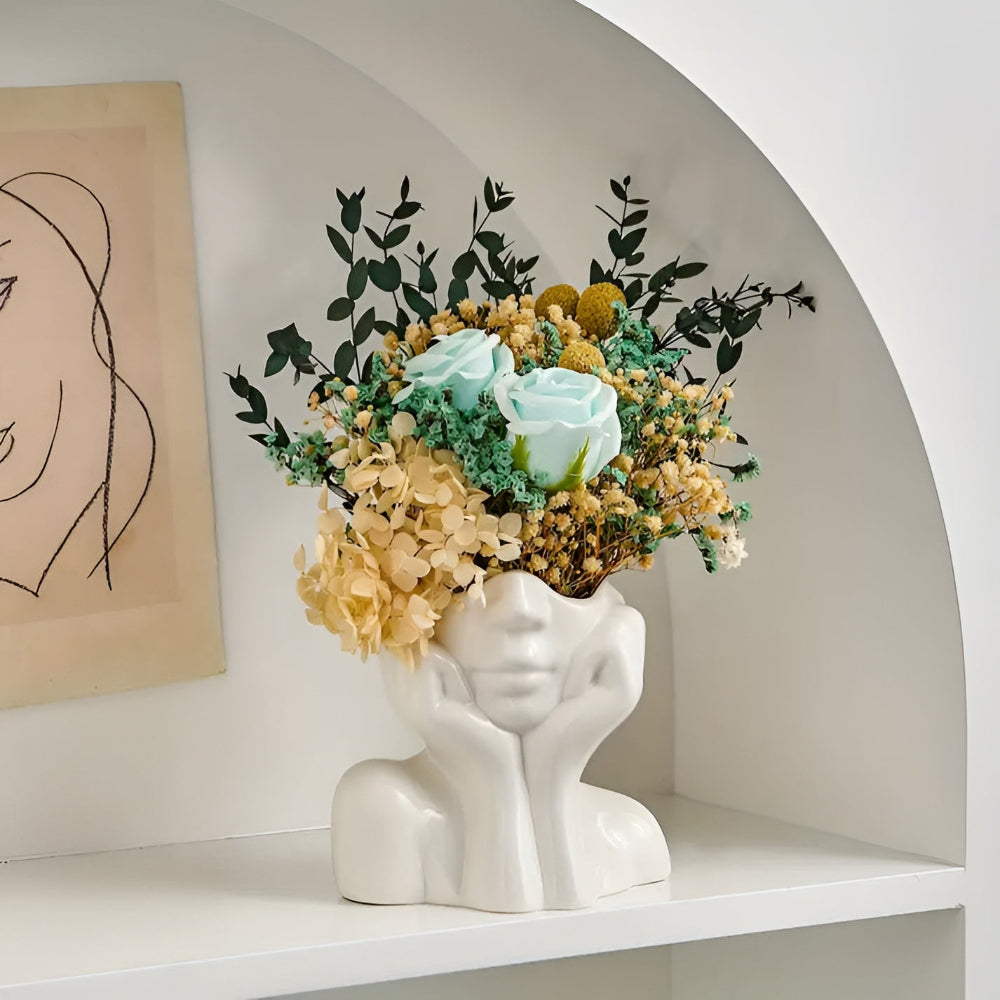 Ceramic Face Vase with Sculptural Design and Modern Artistic