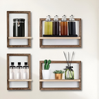 Geometric Wooden Wall Shelf Set with Floating Design
