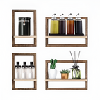 Geometric Wooden Wall Shelf Set with Floating Design