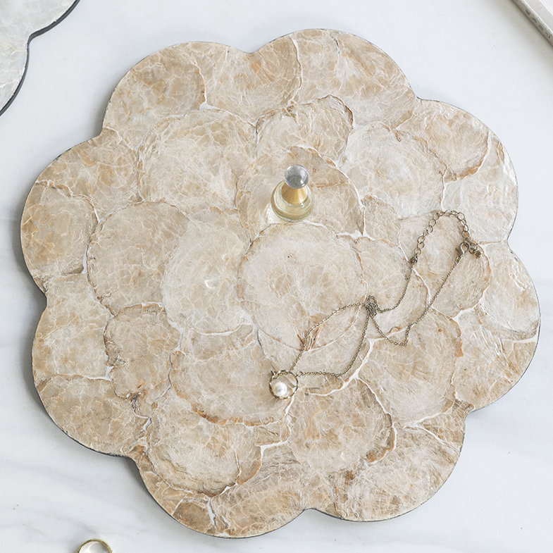 Large Oval Shell Tray for Table Decor and Serving