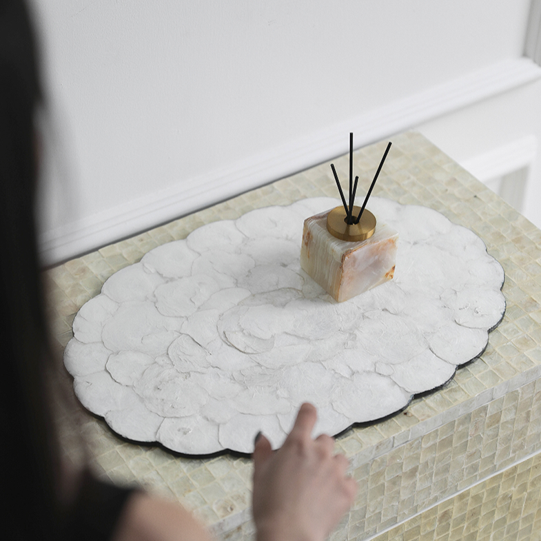 Large Oval Shell Tray for Table Decor and Serving