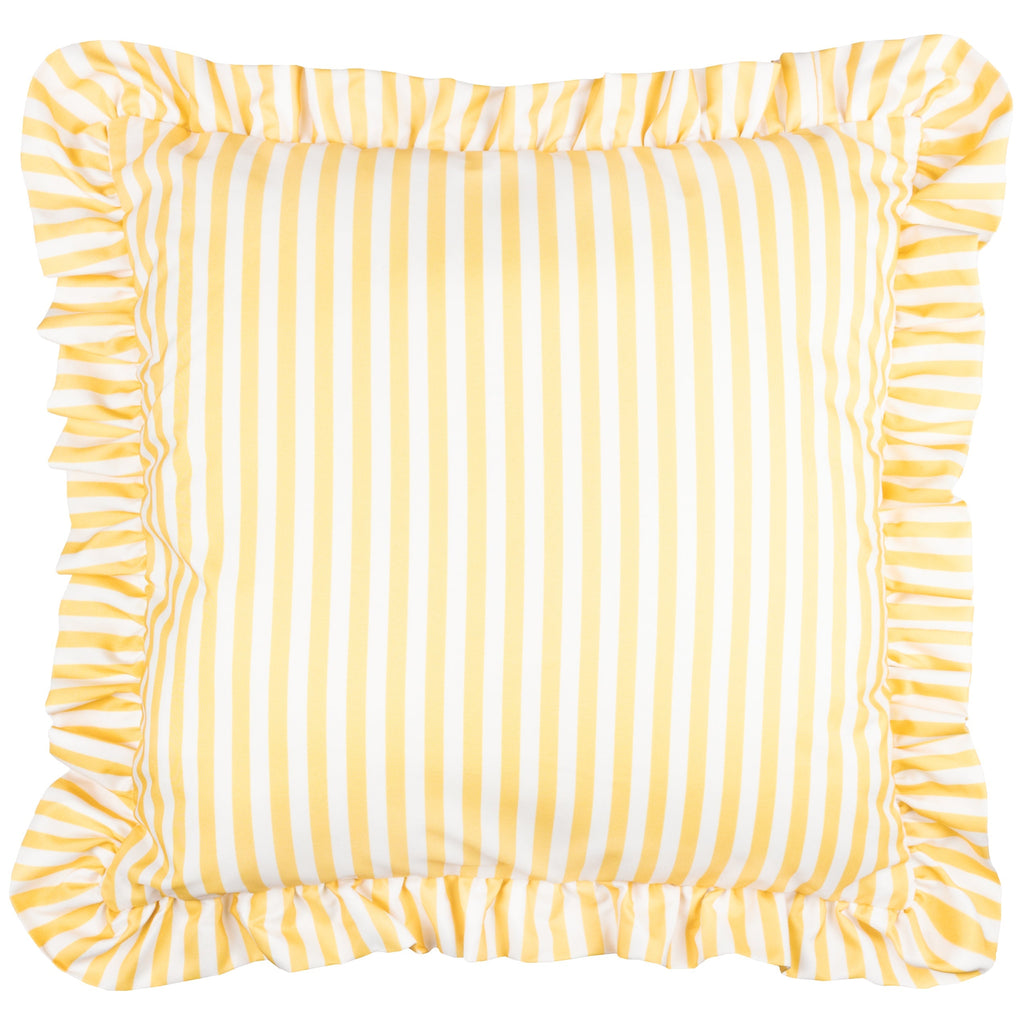 Water Resistant Striped Cushion Cover with Ruffle Trim