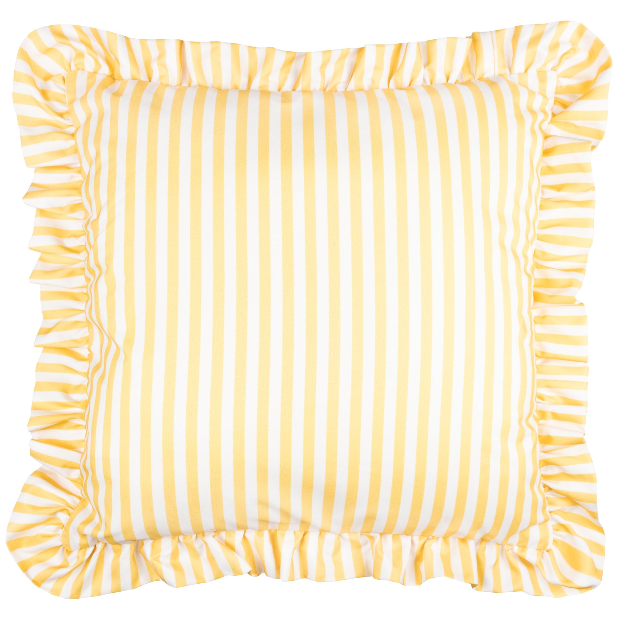 Water Resistant Striped Cushion Cover with Ruffle Trim