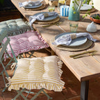 Water Resistant Striped Cushion Cover with Ruffle Trim