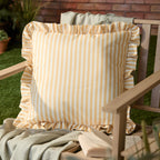 Water Resistant Striped Cushion Cover with Ruffle Trim