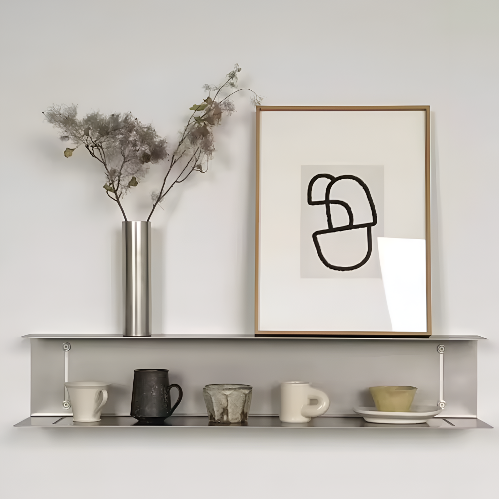 Floating Stainless Steel Wall Shelf Storage and Decor