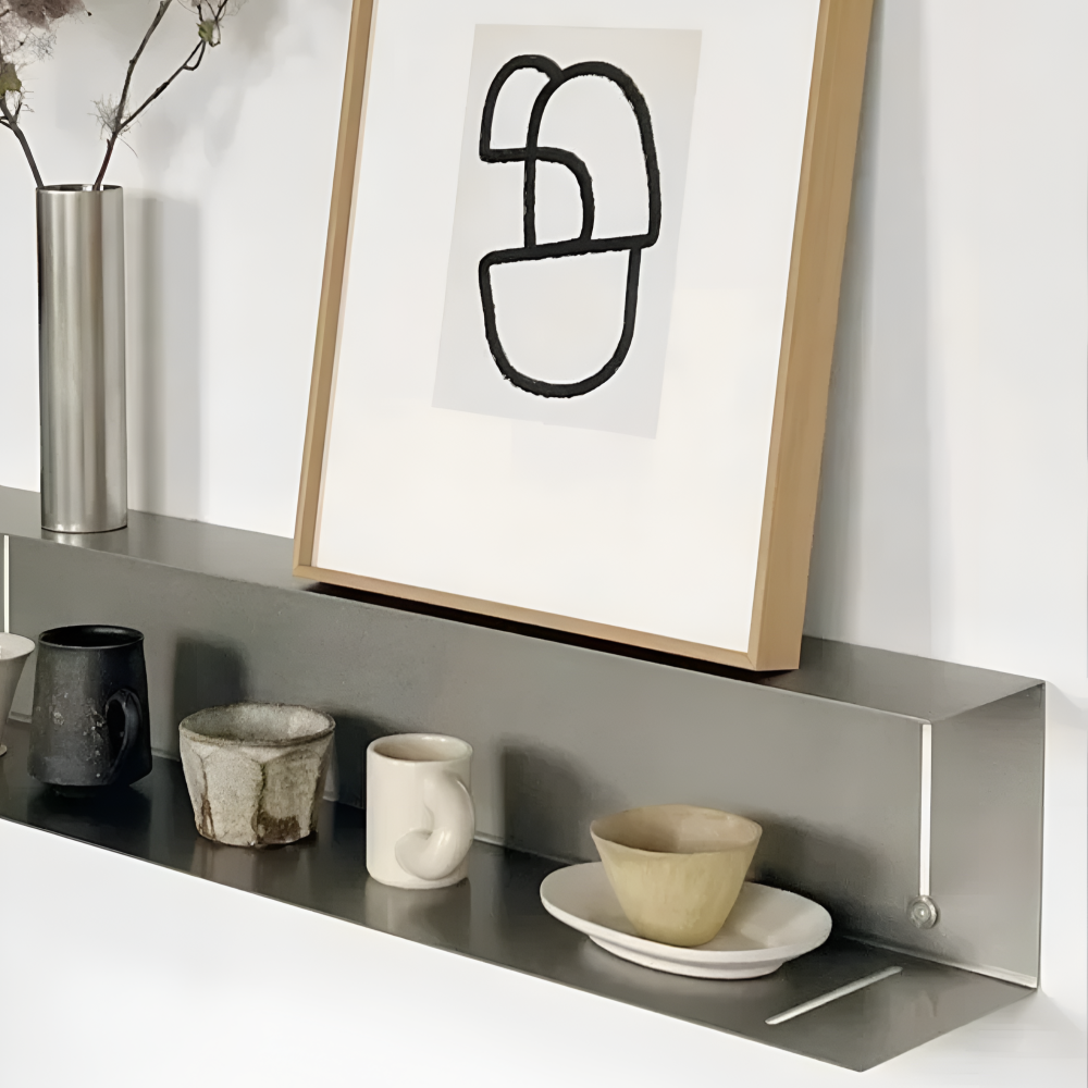 Floating Stainless Steel Wall Shelf Storage and Decor