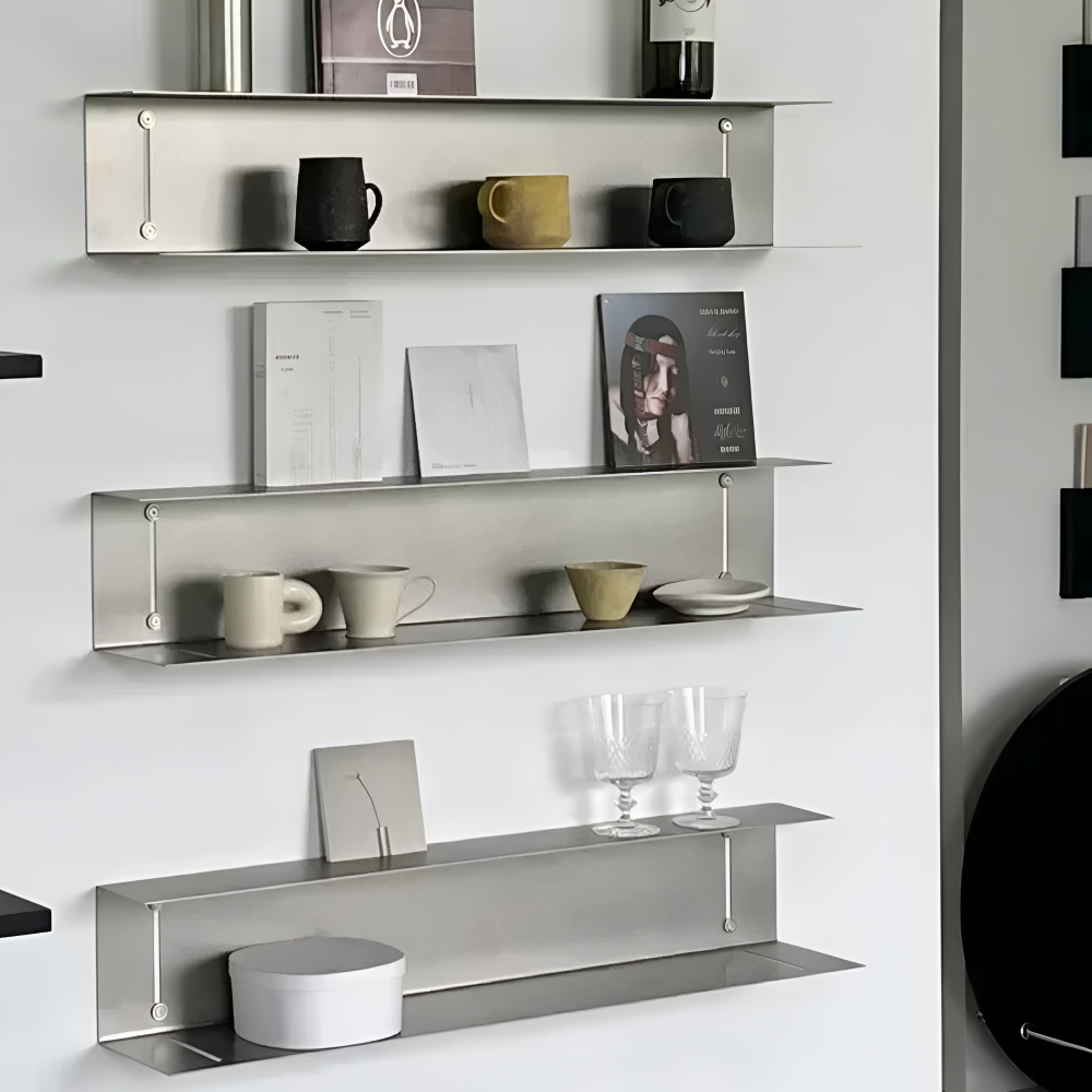 Floating Stainless Steel Wall Shelf Storage and Decor