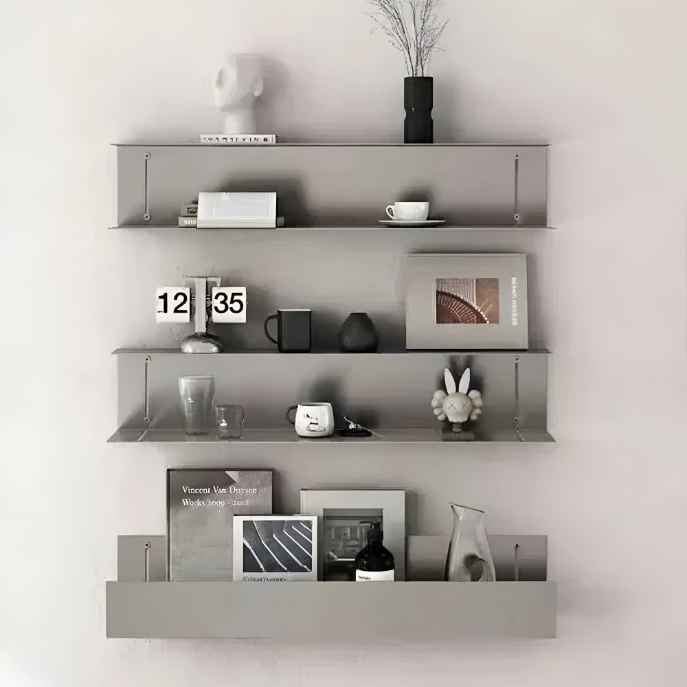 Floating Stainless Steel Wall Shelf Storage and Decor