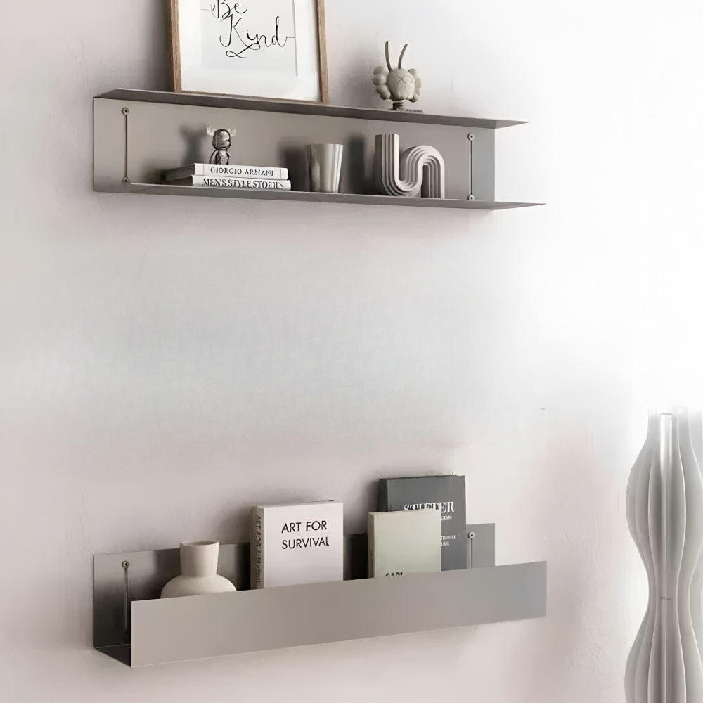 Floating Stainless Steel Wall Shelf Storage and Decor