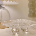 Raised Glass Jewelry Tray with Pedestal Base Decorative Storage