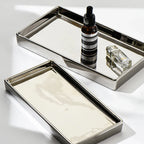 Rectangular Ceramic Tray with Silver Finish
