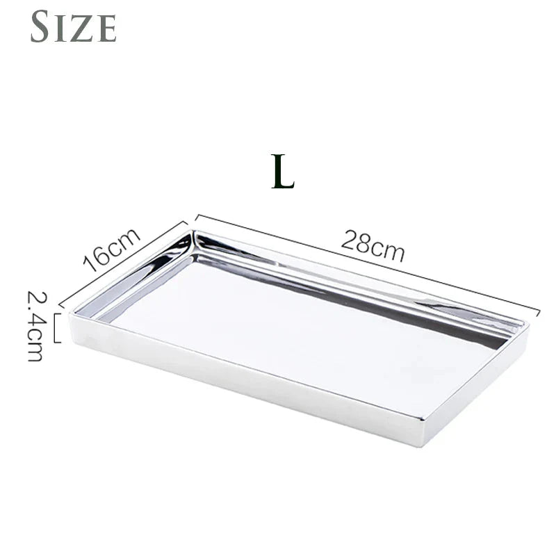 Rectangular Ceramic Tray with Silver Finish