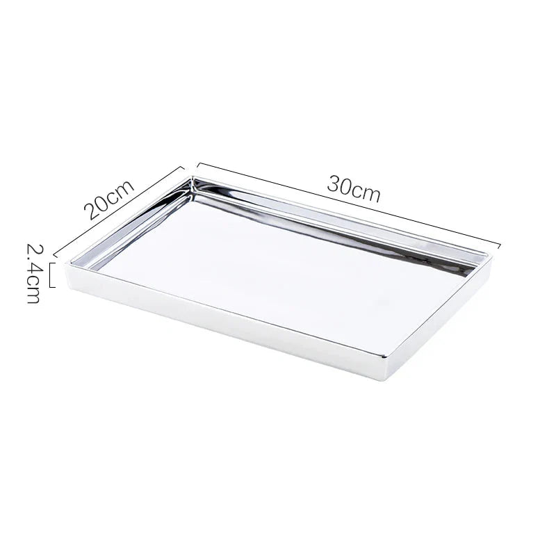 Rectangular Ceramic Tray with Silver Finish