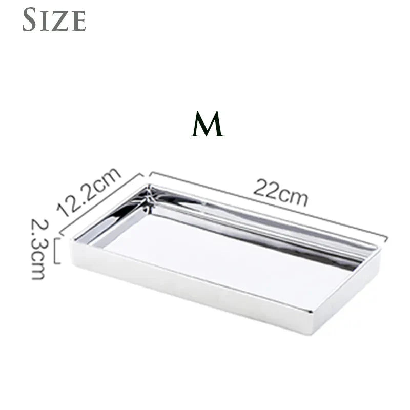 Rectangular Ceramic Tray with Silver Finish