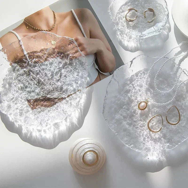 Irregular Glass Jewelry Tray for Rings and Earrings Display