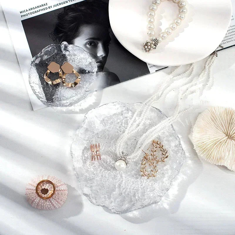 Irregular Glass Jewelry Tray for Rings and Earrings Display