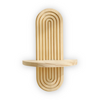 Geometric Wooden Wall Shelf with Arch Design for Floating Storage